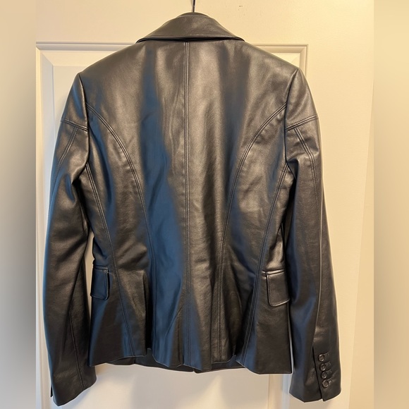 Pink Tartan Leather blazer, black, US 6 - Picture 4 of 6